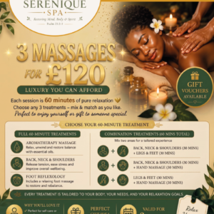 3 Sessions for £120 Multi-Treatment Wellness Package